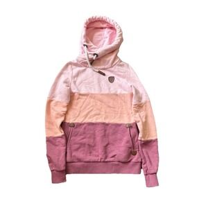 Wanakome Hoodie Pullover Sweatshirt Small Shacket Asymmetrical Pink